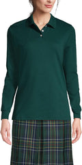Lands' End School Uniform Kids Long Sleeve Interlock Polo Shirt