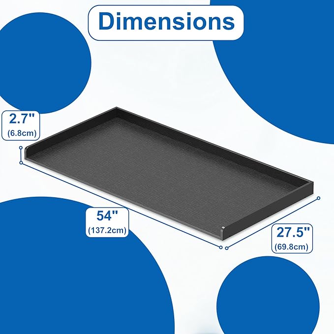 efluky Washer Dryer Countertop, Wood Countertop with Edge Rails for Laundry Room Organization and Storage, Washer Dryer Topper for Laundry Room, 27.5" x 54" Black