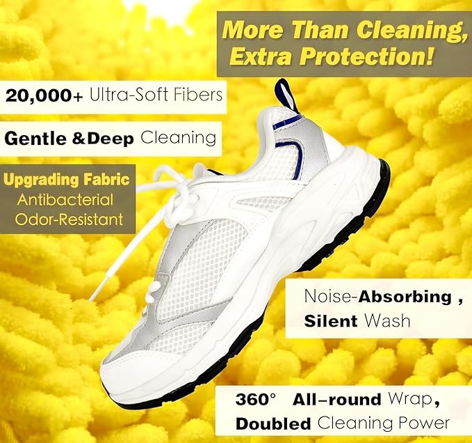 Laundry Shoe Bag - Mesh Shoe Washing Machine Bag with Zipper Closure for Washer and Dryer - for All Shoe Types and Sizes - Yellow - Set of 2