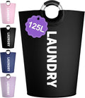 125L Extra Large Laundry Basket with Handles, Collapsible Clothes Hamper for Bedroom, Independent Dirty Clothes Basket, Portable Laundry Bin for Hotel, Dorm, Black