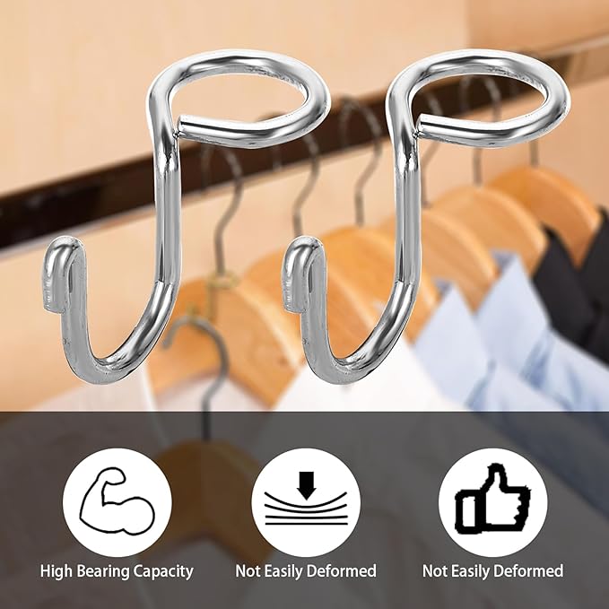 Sumnacon Hanger Hooks 30 Pcs Clothes Hanger Hook for Organization Metal Connector Hooks Mini Cascading Hangers Extender Space Saving for Velvet Wooden Hangers Closet Accessories Hat Bag Silver