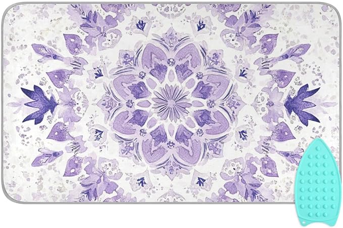 Ironing Mat Pad for Table Portable Travel Iron Blanket Ironing Board Covers Pressing Mat Heat Press Pads 27.6x47.2 Inches Lavender Flowers Mandala Purple42