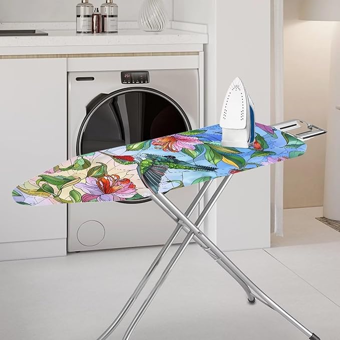 Hummingbird Ironing Board Covers 16 x 54 Inch, Easy Fit, Scorch Resistant, Pink Floral Printed Smooth Replacement Ironing Board Cover and Pad