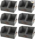 Trapezoid Storage Bin - UPGRADED HEIGHT Closet Organizers And Storage W/ Handles & Adjustable Dividers, Fabric Collapsible Storage Bins For Clothes Storage & Shelf Organizer (6pcs, Medium, Dark Gray)