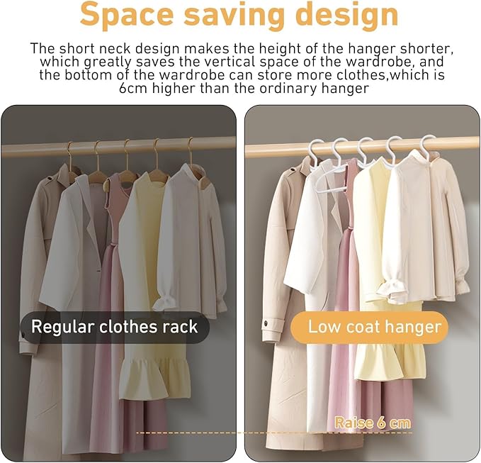 10/20Pcs Short Neck Anti-Slip Plastic Clothes Hangers, Save Vertical Space Hangers, No Shoulder Bump Suit Hangers for Shirts Blouses Dresses Jackets Closet Organization (20)