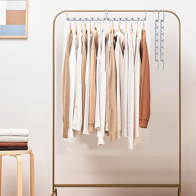 Space Saving Hangers - 20 Pack Metal Magic Closet Organizer, Stainless Steel Hanging System for College Dorm Room Essentials