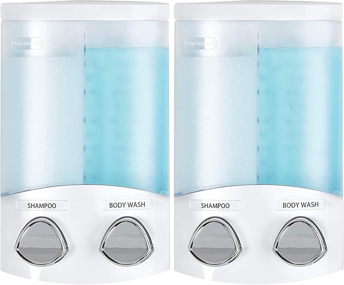 Better Living Products, White 76254-1 Euro Series 2-Chamber Soap and Shower Dispenser | (Pack of 2)