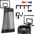 Over the Door Basketball Laundry Hamper, Hanging Laundry Basket with Basketball Hoop, Basketballs Laundry Hamper with Zipper, Removable Basketballs Hoop Laundry for Room Bathroom (Black)