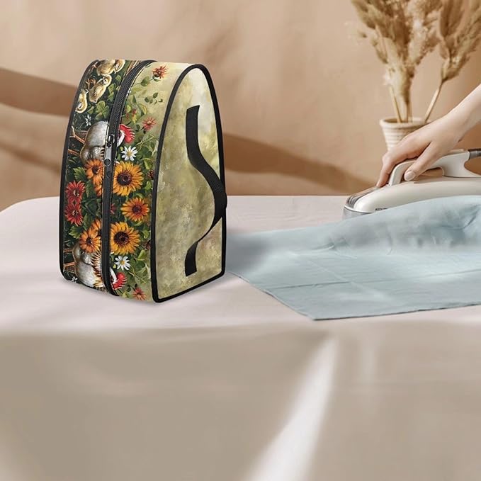 Rooster Iron Case Storage Fits Traveling Outing,Sunflower Waterproof & Dustproof Iron Storage Holder Zippered Steam Iron Carrying Case Universal for Most Iron