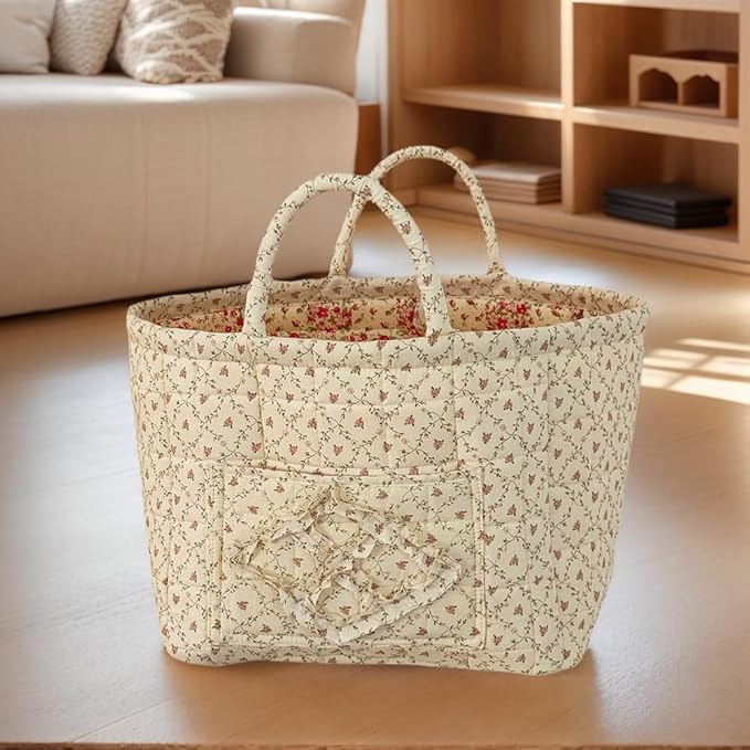 Floral Fabric Storage Basket Car Interior Storage Basket Underwear Sundries Laundry Baskets Supplies Home Organizer Bag (style 4)