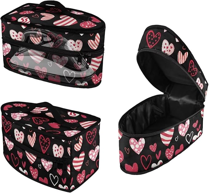 Romantic Love Heart Iron Organizer Bag with Handle,Valentine's Handheld Steamer Iron Storage Bag Carrying Case for Portable Steamer Travel Steamer Storage Box