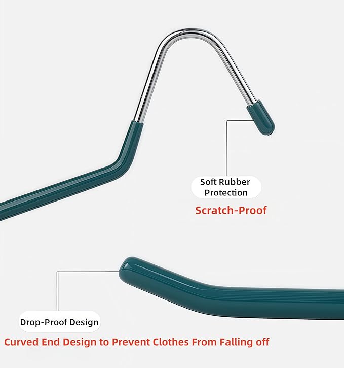 10 Pack Open Ended Pants Jean Hangers, Heavy Duty Non Slip for Closet, Space Saving Trouser Hangers, Metal Pant Hanger for Women Men, Green