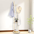 Wood Coat Rack with 3 Shelves and 9 Hooks, Freestanding Rotary Coat Tree for Entryway, Bedroom, Living Room, Hallway – Holds Jackets, Coats, Hats, Bags (Natural)