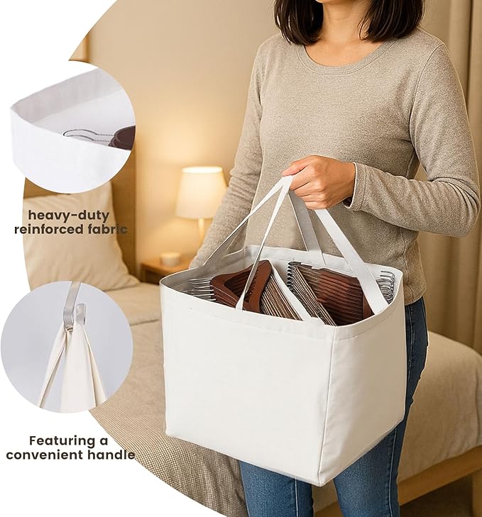 MCPINKY Clothes Hanger Organizer Bag, Hanger Triangle Storage Bag with Handles for Closet Laundry Rooms Wardrobe Drying Rack