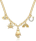 Chunky Gold Necklace for Women Gold Evil Eye Cowboy Pendant Necklace Dainty Paperclip Chain Vintage Luck Amulet Choker Necklaces Celestial Jewelry Gift