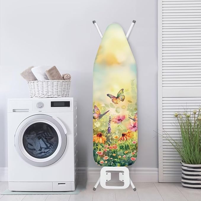 Butterfly Floral Ironing Board Cover, Resist Scorching and Staining, 15x54 Heavy Duty Iron Pad Covers Standard Boards with Elastic Edges