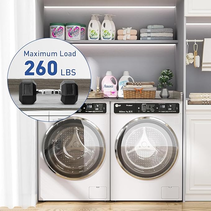 Washer Dryer Countertop: 27.5" x 54" Laundry Topper for Washer and Dryer - Non-Slip Washer and Dryer Countertop with Safety Edge - Laundry Room Organization (Gray)