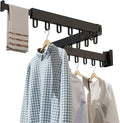 Clothes Drying Rack,Retractable Collapsible-Tri Folding Space Saver Wall Mount Drying Rack for Laundry Room/Bathroom/Window,Black
