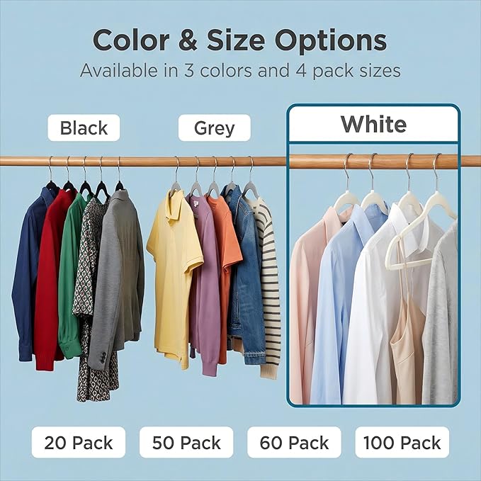 HOUSE DAY Ivory Plastic Hangers 20 Pack - Heavy Duty Non-Velvet Hangers with 360° Swivel Hook & Non Slip Notches - Slim Space Saving Clothes Hangers, Durable Closet Organizers for Coats Shirts Dresses