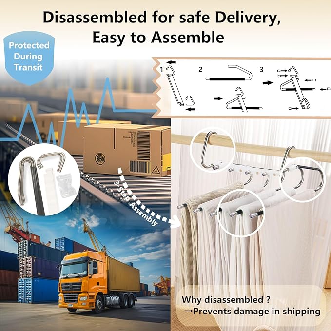 Pants Hangers Space Saving 2packs Metal Closet Organizer,Clothes Jean Hanger,Anti-Slip Design,Closet Organizers and Storage for Skirts Scarf Legging