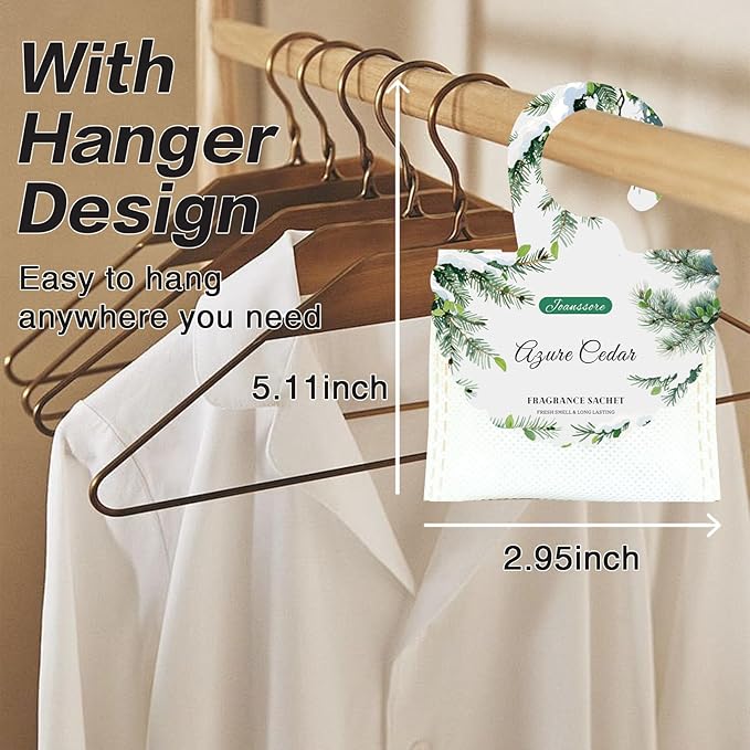 15 Packs Scented Sachets Bag for Drawers and Closets, Air Freshener for Home Fragrance Sachet, Long-Lasting Hanging Closet Deodorizer Smell Goods for House (Azure Cedar)