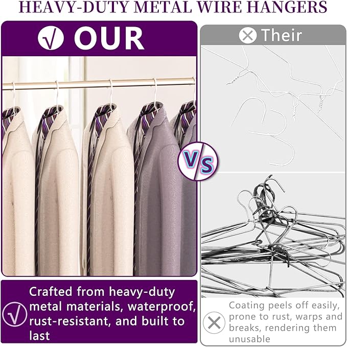60Pack Metal Wire Hangers+5 Clothes Pins, 16.5" Wire Clothes Hangers for Standard Sized Shirt, Suits, Jackets, Skirts, Ultra Thin Space Saving, Bulk for Home and Commercial