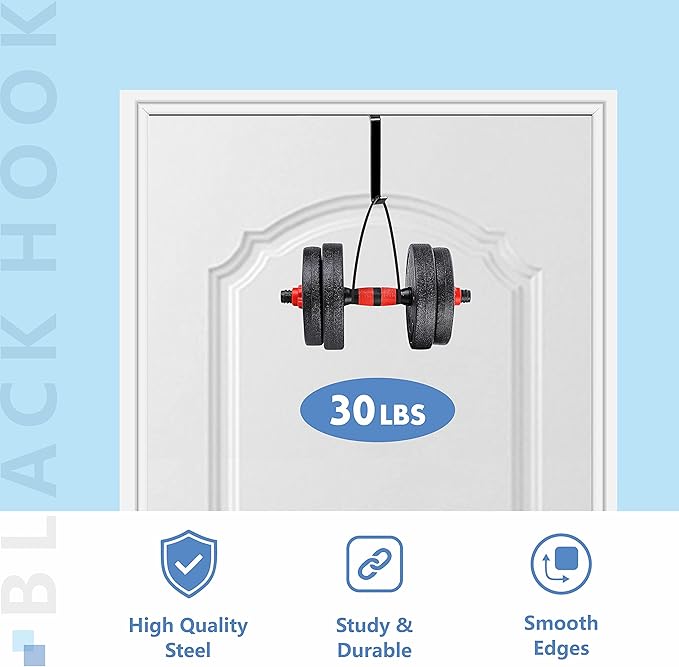 10 Pack Over The Door Hook, Sturdy Over Door Z-shaped Metal Hanger Heavy Duty Metal Hook Upgraded for Hanging, Towels, Clothes, Bags, Cubicle, Bathroom Use Fits 1 3/4 Inch Thick Doors (Black)
