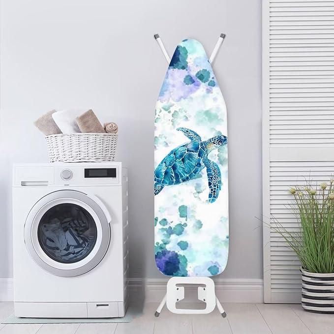 Boho Sea Turtle Ironing Board Cover and Pad Heat Resistance & Resist Scorching Ironing Board Covers with Padding for Standard Size 15×54 Inch Ironing Board with Elastic Fastener Straps