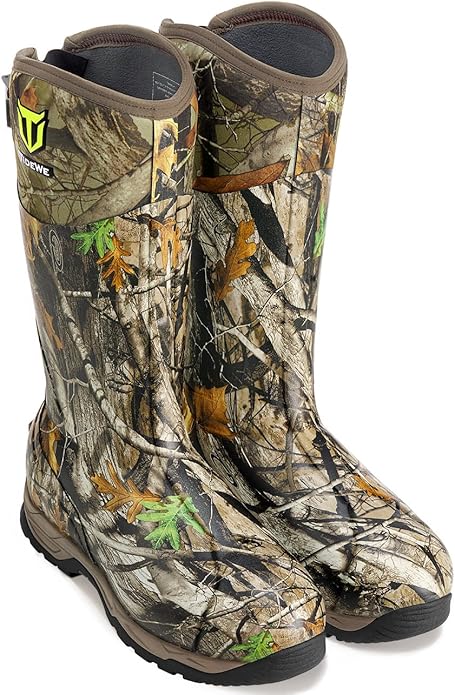 TIDEWE Rubber Hunting Boots, Waterproof Insulated Next Camo G2 Warm Rubber Boots with 7mm Neoprene, Sturdy Outdoor Hunting Boots for Men (800g Insulated & Standard, Size 6-14)