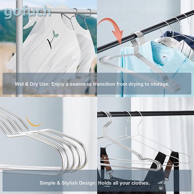 Wire Coat Hangers 10 Pack Strong Heavy Duty Stainless Steel Metal Coat Hangers Ultra Thin Space Saving Clothes Hangers 16.5 Inch