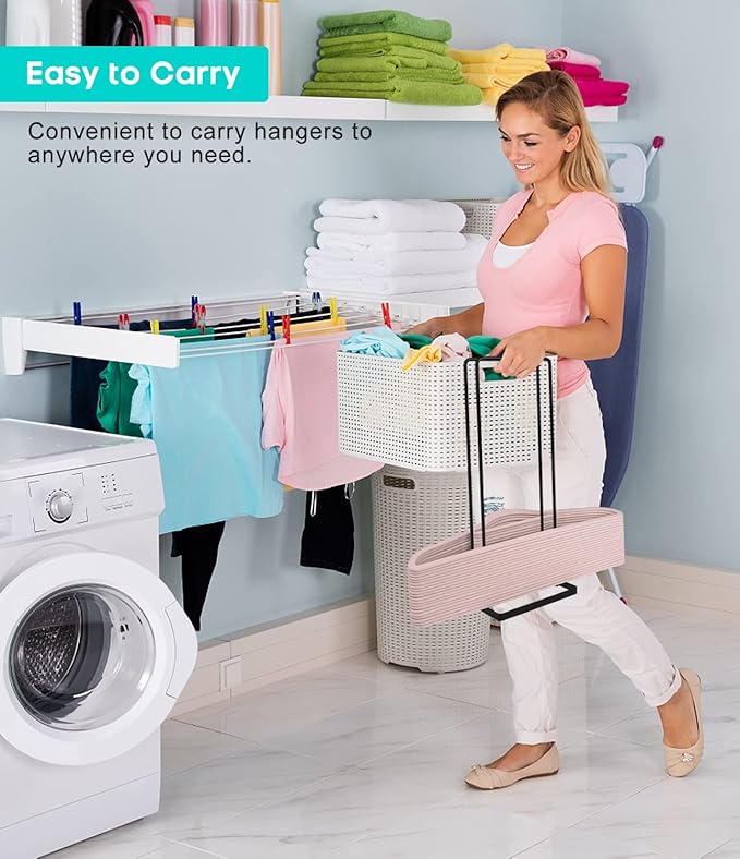 2 Pack Hanger Storage Stacker Stand, Organizer for Laundry Room Closet, Space Saving, Portable, Sturdy, Adult & Child Hangers, Tidy Room