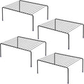 Kitchen Cabinet Storage Shelf Rack/Plastic Feet - (13.1 x 10.2 Inch) - Steel Metal - Rust Resistant Finish - Cups, Dishes, Cabinet & Pantry Organization (4, Black)