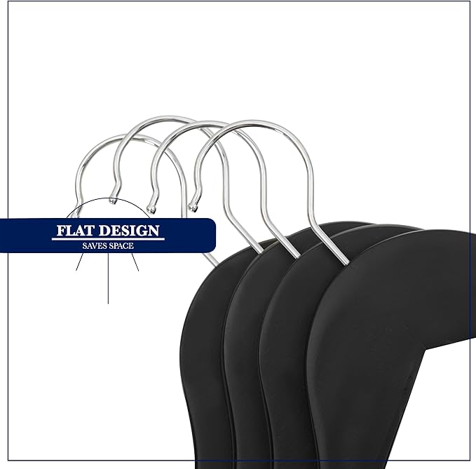 Black Wooden Hangers 20 Pack – Luxury Non-Slip Clothes Hangers for Suits, Pants & Coats – Velvet Bar & 360° Hook – Durable Wooden Coat Hangers for Men & Women- Heavy-Duty for Business & Homes SAMSARC