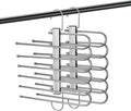 Closet Organizer with Drop-Down Innovation for Pants Skirts Jeans Scarves | Heavy-Duty Metal and Wooden Hangers with Non-Slip Padding for Room Essentials | USTECH Multi Tier Slack Organizer