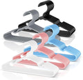 VTRIN Baby Hangers 100 Pack Large Capacity Hard Plastic Kids Hangers Suitable for All Clothes of Infant, Such as Short, Shirts White 20, Black 20, Grey 20, Blue 20, Pink 20