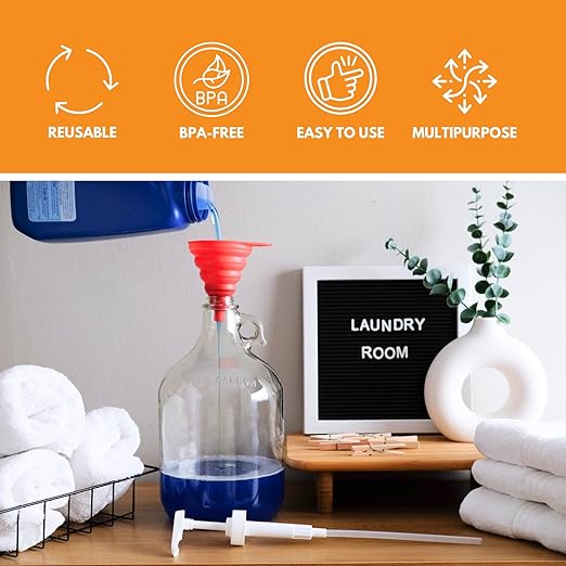 Fastrack 4-Pack 1 Gallon Glass Jug (128 oz) WITHOUT CAPS – Multipurpose 1 Gallon Jug, & Detergent Dispenser for Laundry, Glass Jar for Liquids, Water & Juice