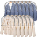 KEEGH 18"H Shoulder Covers for Clothes (Set of 12) Breathable Garment Covers Closet Dust Covers Protectors Hanger Covers for Clothes, 2" Gusset Hold More Suit, Coats, Jackets, Dress, Clear/Black