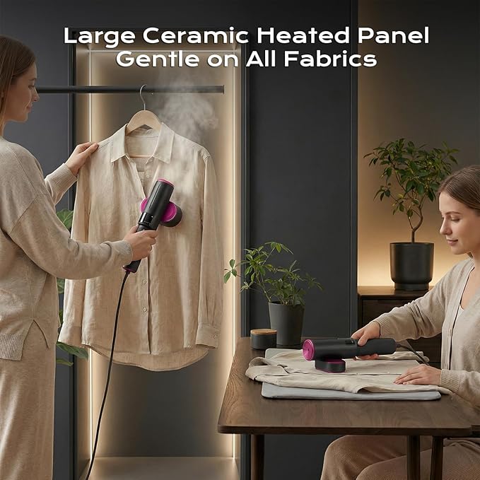 Travel Steamer for Clothes,1200W Portable Steamer ＆ Iron 2 In 1,Large Ceramic Heat Panel with 90°Rotatable Head,100ml Water Tank,110-120V Mini Ironing Machine for Home, Travel and Business.