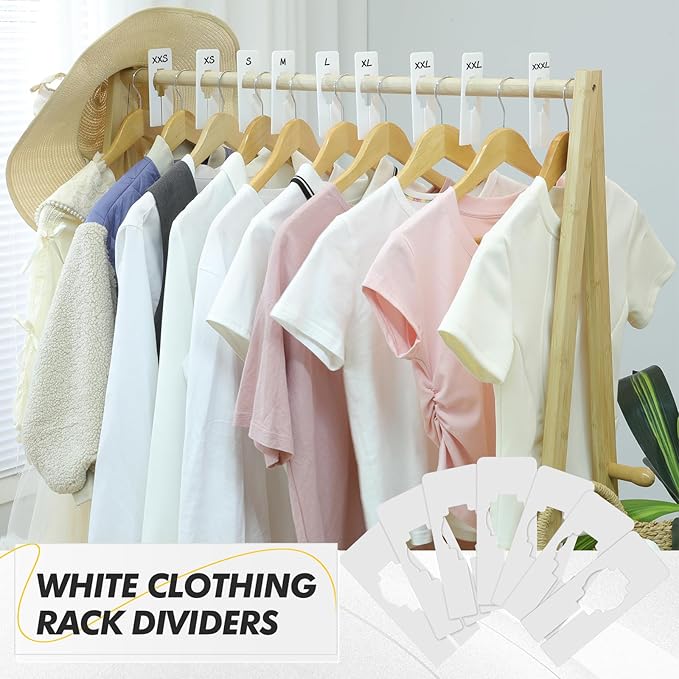 Blulu 100 Pack Closet Rack Dividers Rectangular with Marker Pen White Clothing Hanger Dividers Writable and Reusable for Sorting Clothing Size, Color