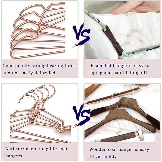 Rose Gold Metal Wire Children Baby Non Slip Toddler Infant Newborn Kids Hangers,12.6" Space Saving Baby Clothes Coat Children's Closet Durable Hangers 10 PCS