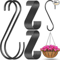 24 Pack 12 Inch Large S Hooks for Hanging Plants, Heavy Duty Black Metal Hangers for Pergola Garage Organization Bird Feeders Closet Rod Vinyl Coated Non Slip Utility Hooks