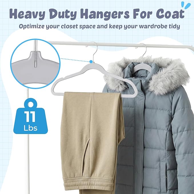 HOUSE DAY 13.5 Inch Kids Hangers 50 Pack - Premium ABS Plastic Clothes Hangers for Kids, Children, Preteens - Space Saving Thin Profile, Strong & Durable Hangers with 360° Swivel Hook - Gray