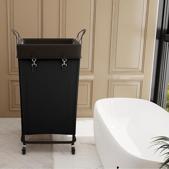 160L Laundry Hamper Sorter with Wheels, Extra Large Laundry Basket Heavy-Duty Rolling Cart with Removable Bags, Laundry Cart for Hotel and Home, Black