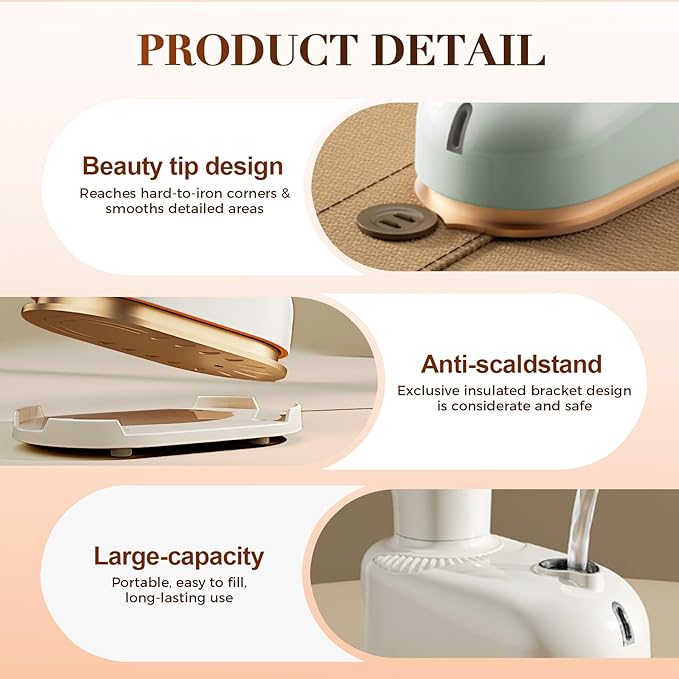 2025 Vacuum Steamer for Clothes, Portable Steam lron Fast 5-Second Heat Up Steaming Ironing, Upgrade Mini Iron for College Dorm Home Mini Travel Iron for Clothes (White)