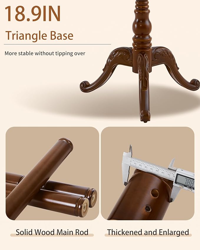 Wooden Coat Rack Freestanding, Solid Wood Coat Rack Stand with 13 Hooks, Mid-Century Modern Heavy Duty Coat Racks,Walnut Brown Standing Coat Jacket Hanger Clothes Tree Stand for Corner, Office