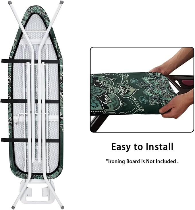 Boho Mandala Ironing Board Cover Heat Resistance & Resist Scorching Iron Board Covers with Padding for Standard Size 15×54 Inch Board