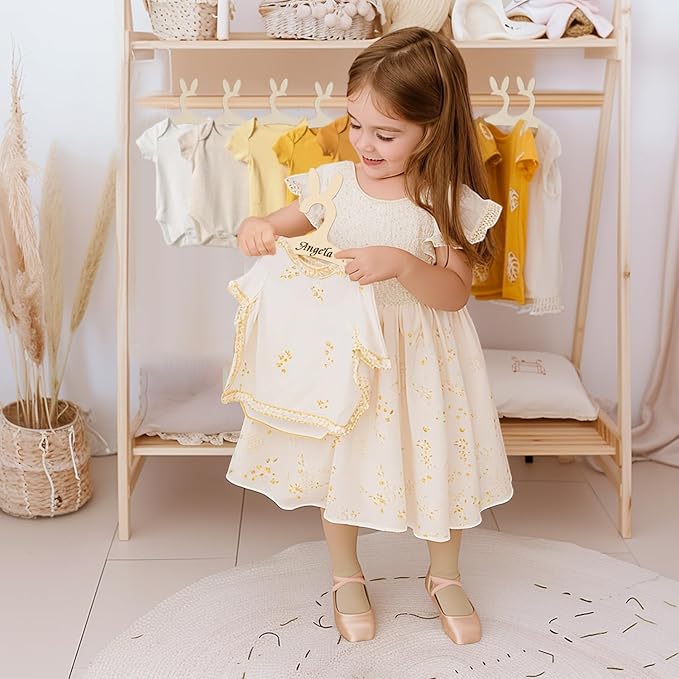 20 Pack Wooden Bunny Ears Newborn Baby Girl Boy Hangers for Nursery, 9 Inch Kids Toddlers Children Infant Hangers for Baby Shower Crate Closet Clothing Storage