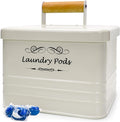 ElitaPro Modern Farmhouse Laundry Pods Container with Lid for Laundry Room Décor & Accessories, Laundry Room Organization (Ivory)
