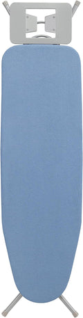 STO STO Ironing Board 48" x 15" with Iron Holder, Adjustable Height 26" to 36", Full Size Foldable Iron Board with Silver Coated Cotton Removable Cover, Sturdy Steel Frame and Legs, Blue