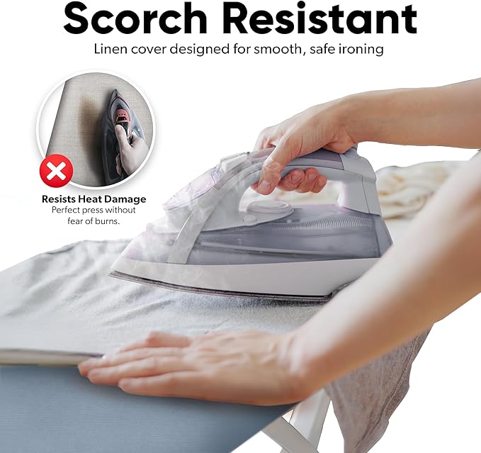 Home Intuition Extra Thick Ironing Board Cover and Pad Iron Scorch Resistant with Hook and Loop Secure Fastener and Elastic Edge,15x54, Standard Size Coated Thick Padding, Light Blue